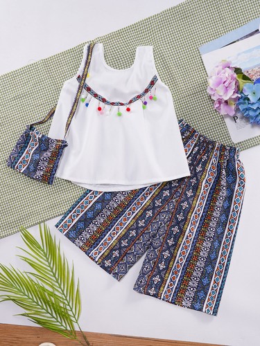 Set 3 pezzi abiti da picnic per vacanze bambini viaggio bohémien abito yoga - Foto 10 di 29