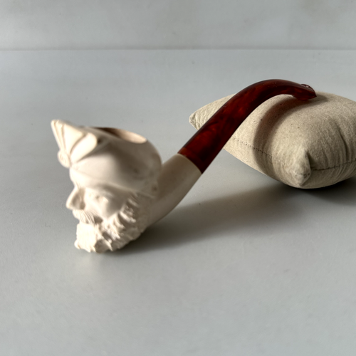 Vintage Meerschaum Pipe Sultan Carved Head Turkish Tobacco Smoking Acrylic Stem - Picture 3 of 15