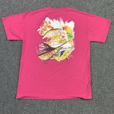 Guy Harvey Original Adult M Pink Deep Sea Fishing Dolphin Marlin Tuna T Shirt