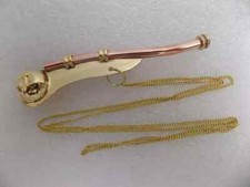 LOT OF 10 New 5" Brass Copper Boatswain Whistle w Chain Pipe Maritime-Nautical