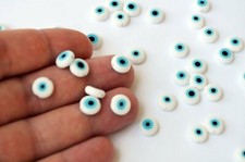 8 mm White Evil Eye Beads - 40 Pcs Real Glass Evil Eye Beads From Turkey - Nazar