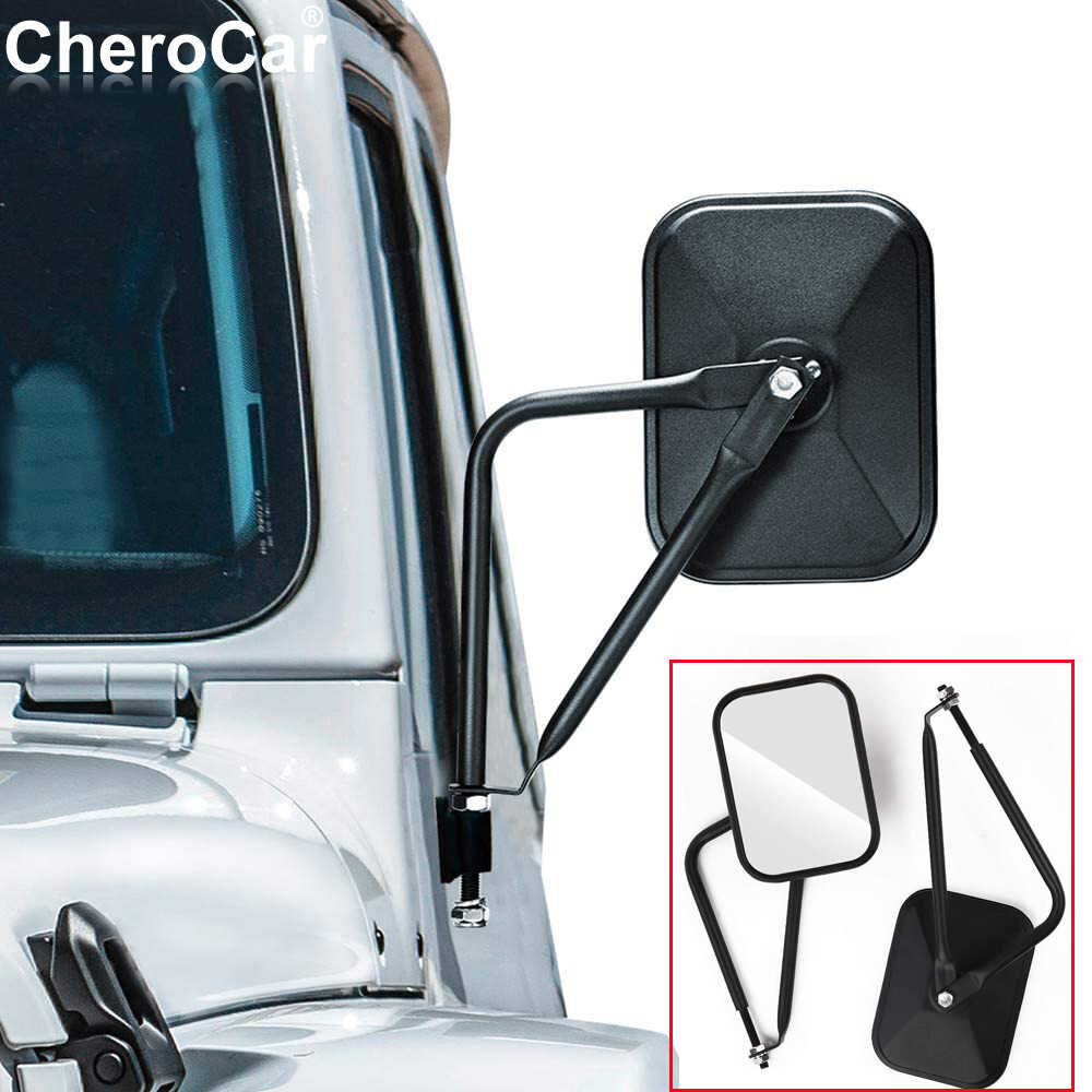 astro あり様 A Pair Square Side Door View Mirrors for Jeep Wrangler YJ TJ