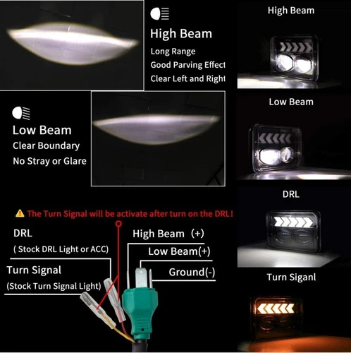 2pcs 4x6'' Rectangle LED Headlights Hi/Lo Beam Halo DRL For Isuzu NQR NPR NPR-HD - Picture 8 of 17