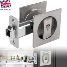 Sliding Bathroom Hook Pocket Door Lock Privacy Set Flush Pull Slide NEW UK