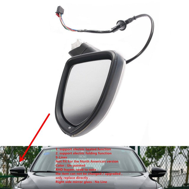 9lines for VW PASSAT B8 Electric Folding Heated Mirror Assembly Right