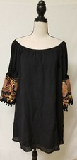VaVa Joy Han Black Embroidered Peasant Dress Boho, Bohemian Sz.S 