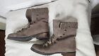 Sole Society Ada Boots Dark Taupe Cow Suede Lace-up Women's Size 9