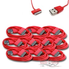 10 6FT USB SYNC DATA POWER CHARGER CABLE APPLE IPAD IPHONE 4S 3GS IPOD NANO RED