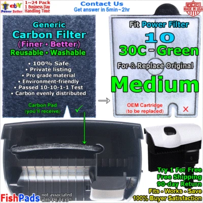 FISHPADS For PETCO Power Filter Cartridge Medium 10 30C Green Aquarium Generic Compatible