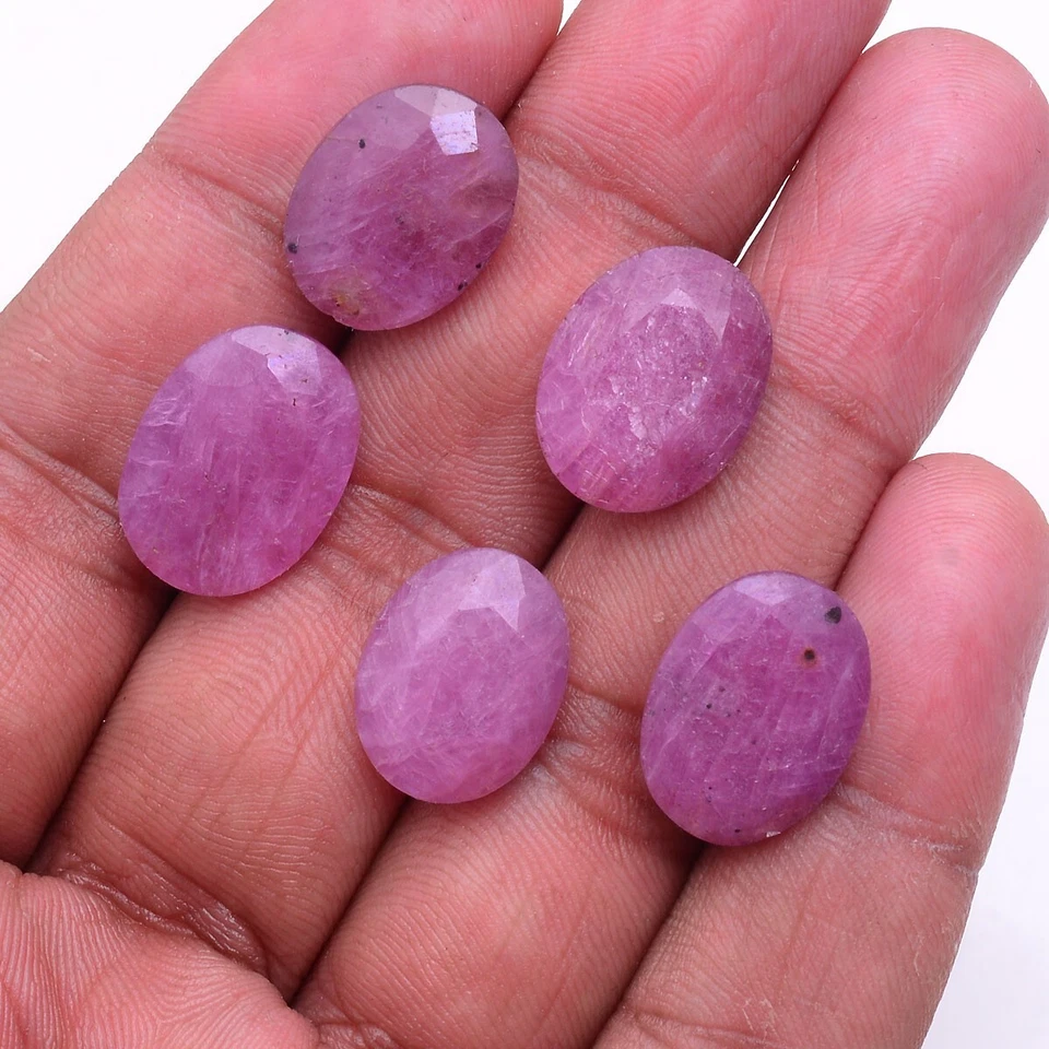 5 Pcs Natural Mozambique Ruby Untreated Oval Cut Dazzling Red Loose Gemstones - Image 2 of 4