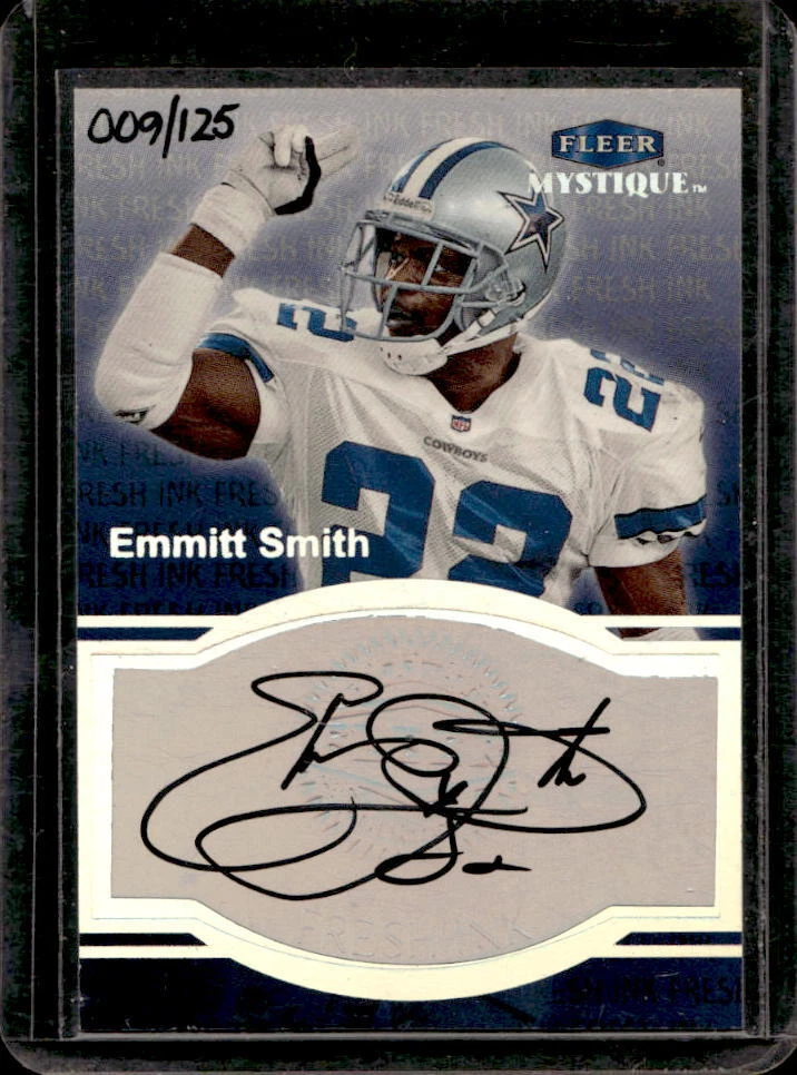 1999 Fleer Mystique Emmitt Smith Fresh Ink Auto Autograph #9/125 Cowboys