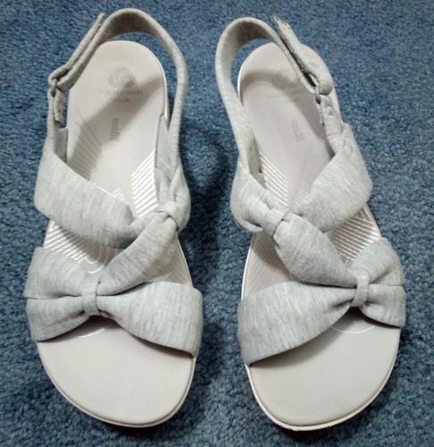 Clarks Cloudsteppers Women's Sz 10M Arla Belle Gray Slip On Slingback Sandal