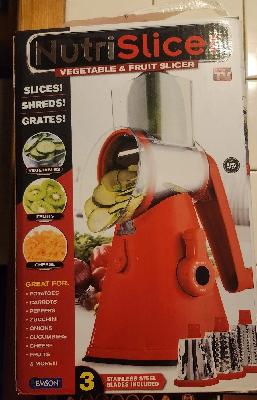 NUTRISLICER 3 - in 1 Spinning Rotating Mandoline & Countertop Food Slicer NEW