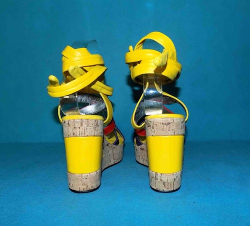 Sandalen FREE LANCE A Plattform Keil Leder Gelb Größe 36 Eu - Bild 5 von 7
