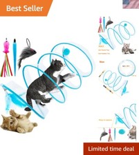 Durable Steel Wire Cat Tunnel Toy Set with Interactive Toys - Blue