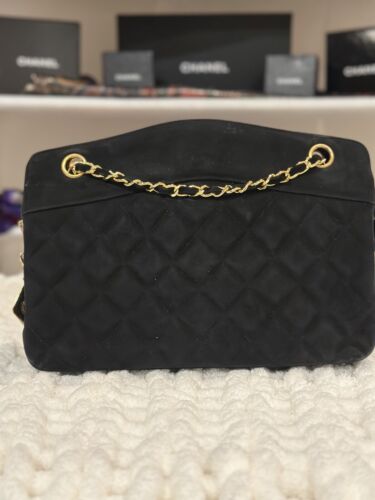 AUTHENTIC Chanel Bag SUEDE. black Beautiful Condi… - image 1
