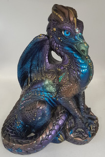 Windstone Editions Pena Peacock Blue Purple Dragon signed Dated 1985 A90 B431