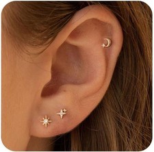 20G Tiny 14K Gold/Silver Plated Small Flat Back Stud Earrings Hypoallergenic