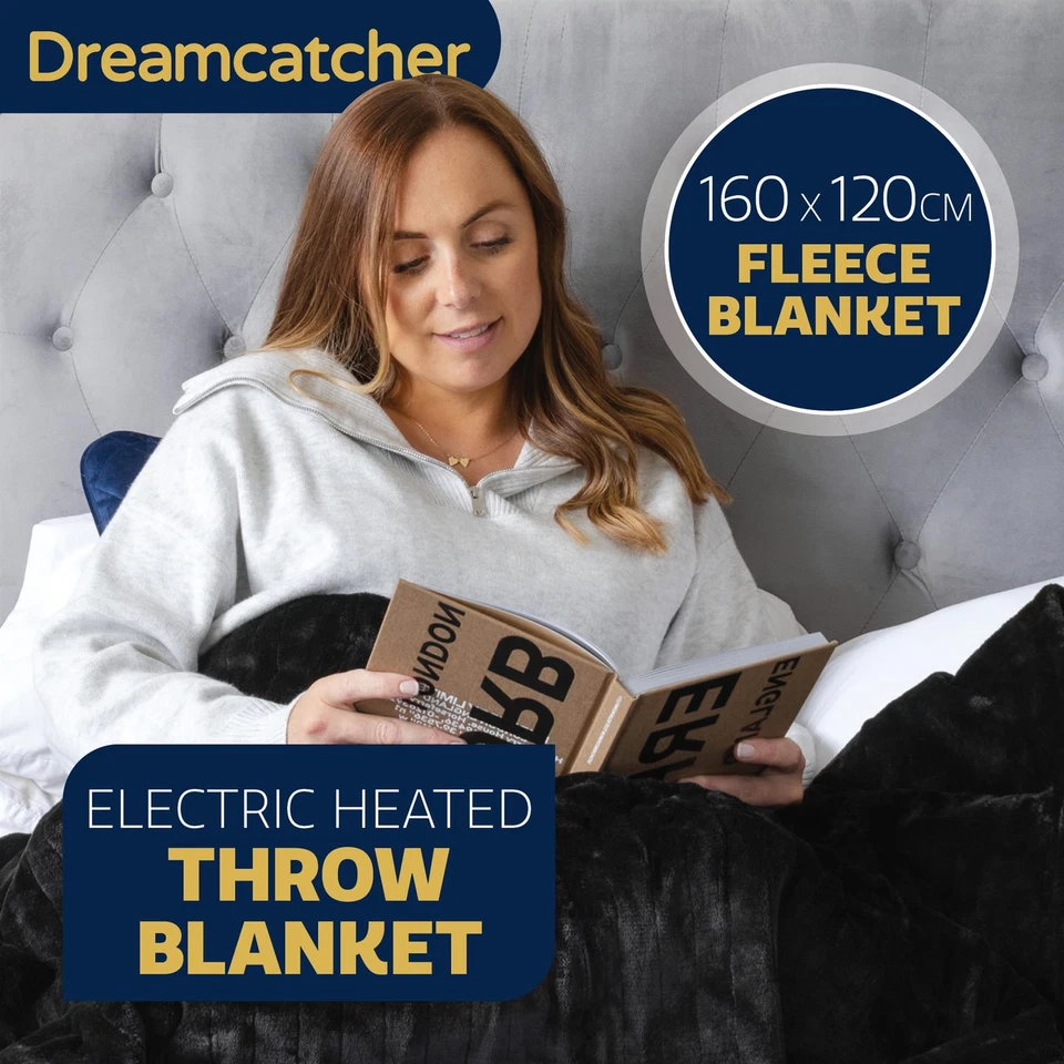 Dreamcatcher Black Electric Throw Heated Soft Fleece Timer Settings Soft Blanket - Image 2 of 4