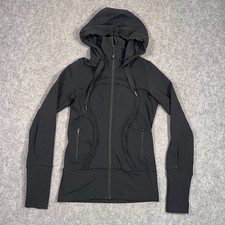Lululemon Athletica Black Stride Full Zip Up Hooded Jacket Women's Size 4