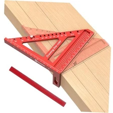  8.5Inch 3D 6-in-1 Carpenter Square (1/16" Precision), 0-90° Aluminum Alloy Red