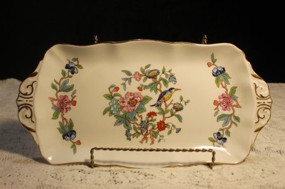 John Aynsley China Pembroke (Gold Trim) 12 1/2'' Large Tabbed Sandwich Tray