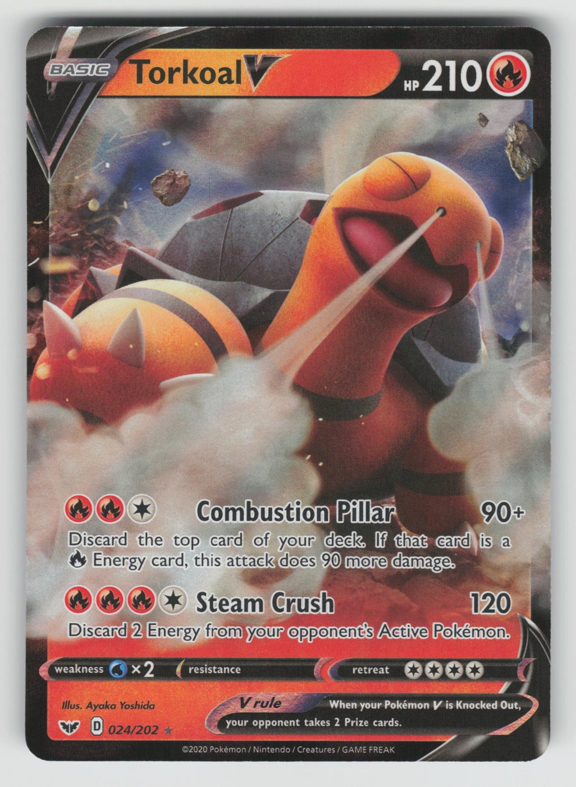 TORKOAL V 024/202 Holo Sword & Shield Pokemon Holo V Rare NM
