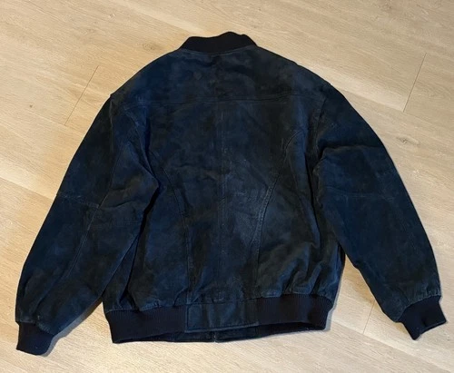 Port Authority Genuine Leather Bomber Jacket Black Full Zip Lined Men's XL J782 image 2