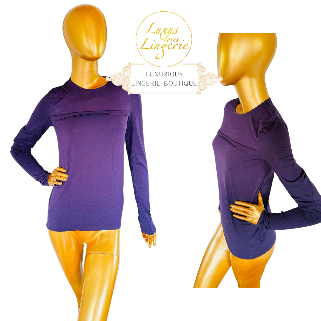 Light Merino Pullover By Wolford S Small Nightshade Purple Shirt Long with Wool