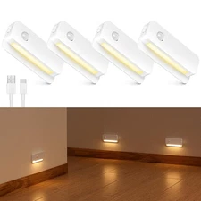 4 Pack Motion Sensor Night Light, Rechargeable Stair Lights Indoor, Warm Whit...
