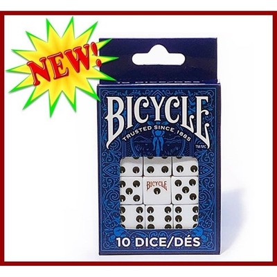 Bicycle Dice 10 Pack Standard White 16mm D6 Six Sided Game Tabletop New Sealed