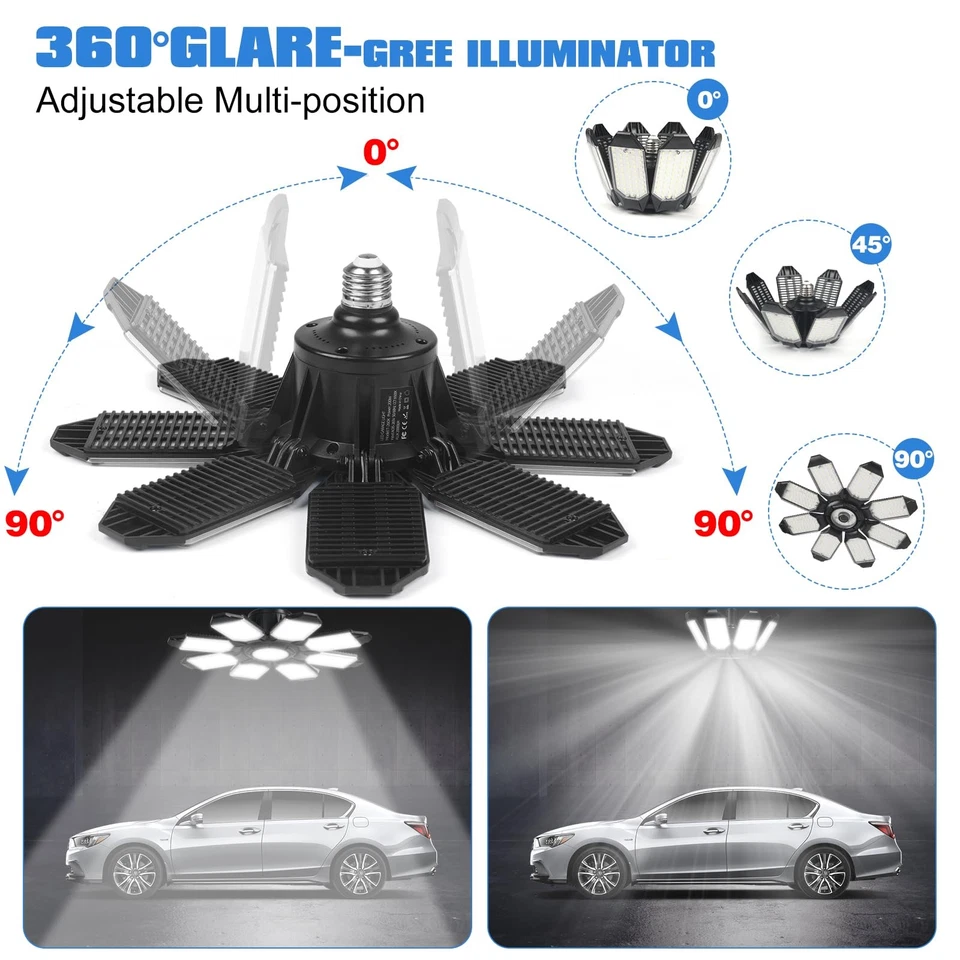 Light 2 Pack 240W 24000LM Adjustable Panels E26 | E27 6500K Heavy Duty - Image 2 of 4