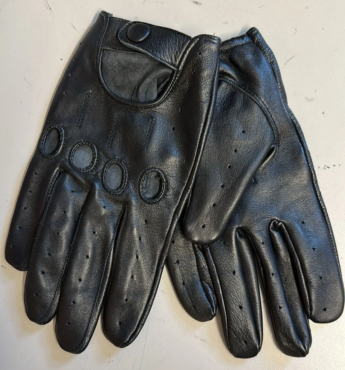 Men's Genuine Leather Driving Gloves Full Finger With Knuckle Holes, New