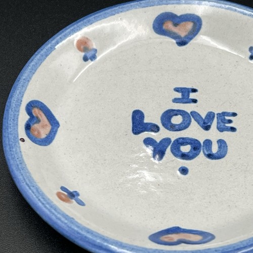 M.A. Piatto sottobicchiere Hadley Pottery "I LOVE YOU" 4" cuori e fiori - Foto 3 di 6
