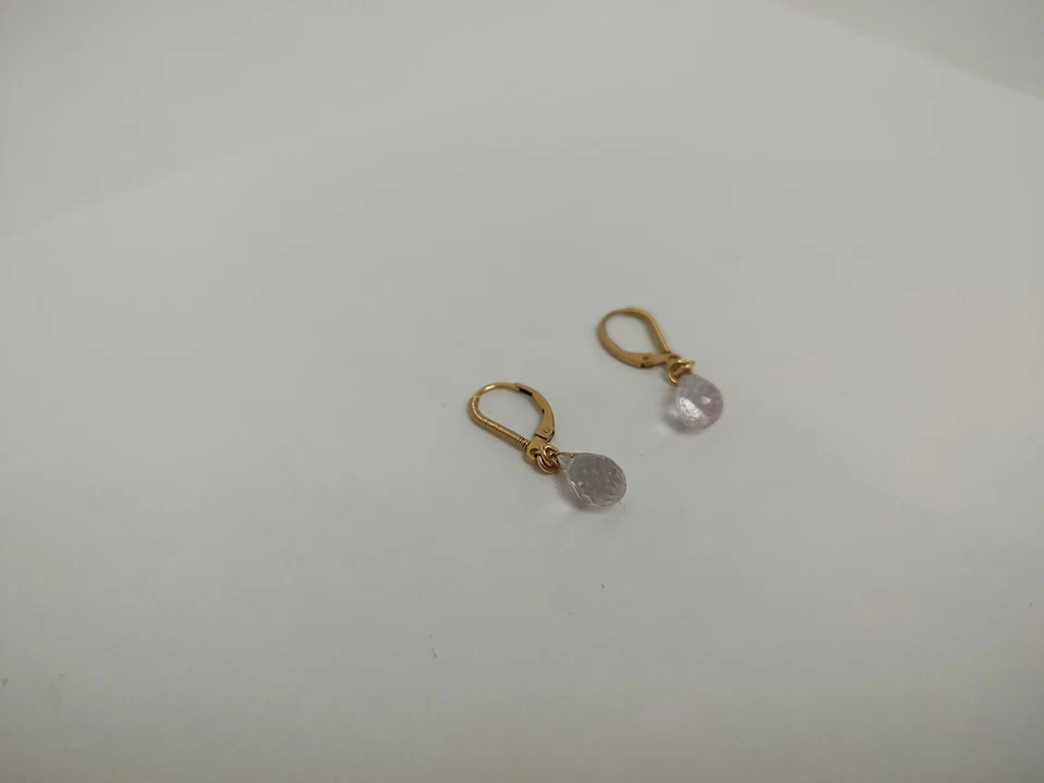 Brincos de ouro 14 quilates de quartzo com lágrima - Imagem 2 de 4