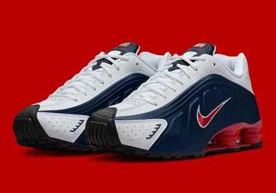 Nike Shox R4 Shoes Midnight Navy Gym Red White HQ1988-400 Men's