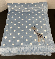 Carters Child of Mine Giraffe Stars Blue Baby Blanket 30x36 Velour Sherpa Lovey