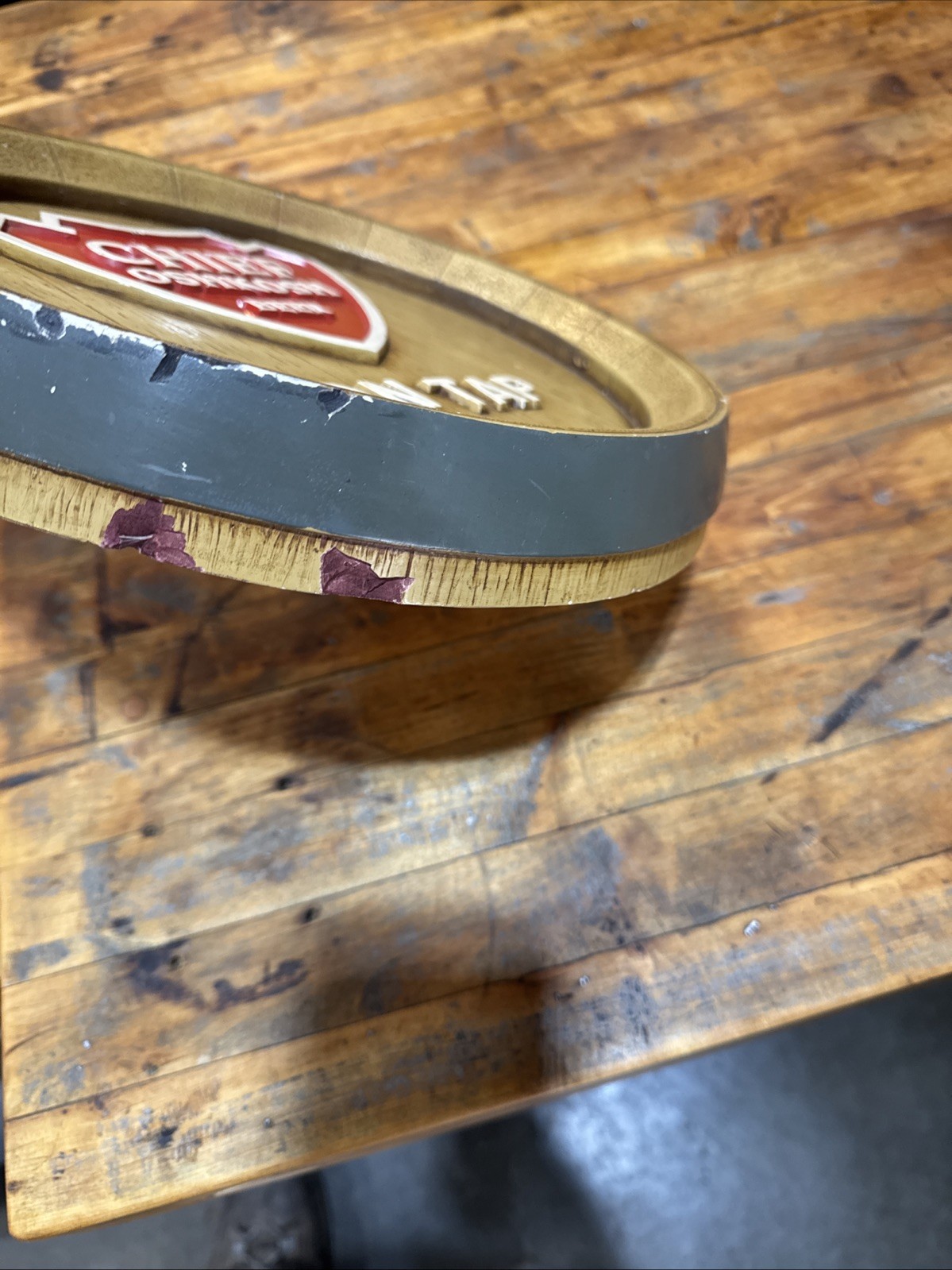 Vintage Chief Oshkosh Bar Game Room Man Cave Barrel Sign Rare