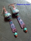 Pink Purple Aqua Earrings Handmade Unique Pretty OOAK Artisan Lampjwork — photo 1