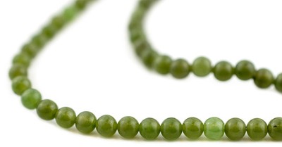 Round Green Nephrite Jade Beads 4mm Gemstone 15 Inch Strand