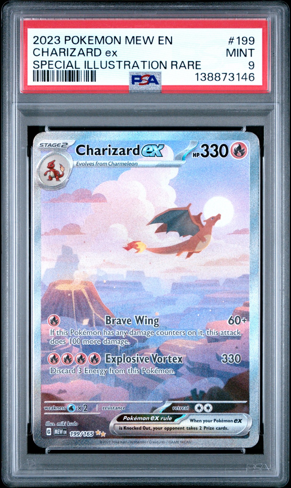 2023 POKEMON MEW EN-151 SPECIAL ILLUSTRATION RARE #199 CHARIZARD EX PSA 9