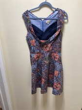 Lindy Bop Retro Floral Dress UK 12 Fit and Flare Vintage Style Cotton Lined