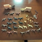 Huge Lot Of Marx Vintage Toy Figures 2 Wagons 29 Horses + Cowboy Campsite More