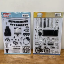 Lot of 2 Rubber Stamp Set Yvonne Creations NEW  Bubbly Girls, Active Life