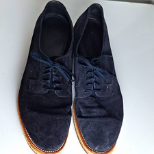 Prada Men's Blue Suede Lace-Up Oxford Dress Shoes Round Toe Size 13