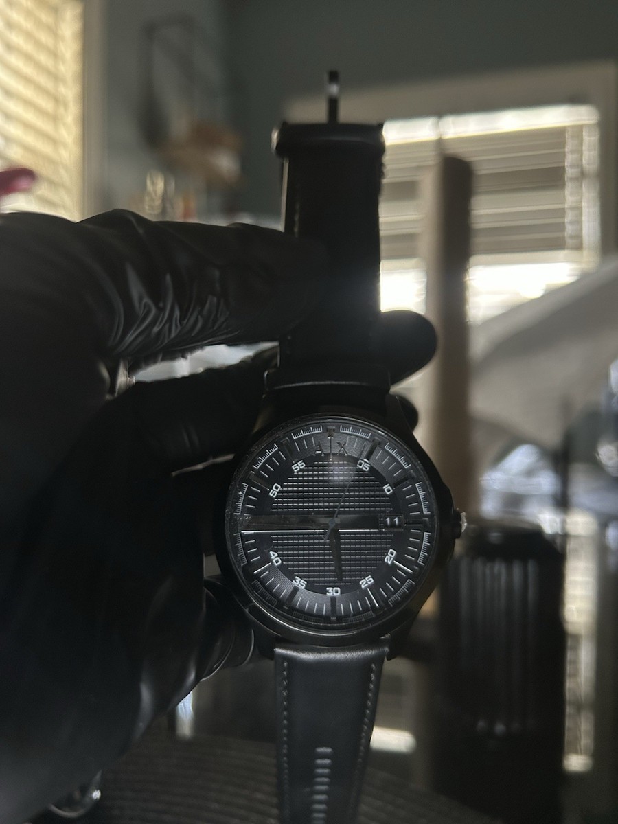 NEW AUTHENTIC ARMANI EXCHANGE HAMPTON BLACK LEATHER MEN'S AX2411