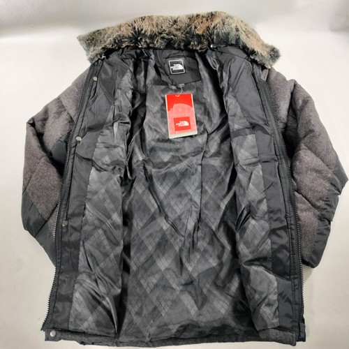 NWT The North Face Parka Faux Fur Gray Black Puffer Zip Up Winter Jacket Size L - Picture 3 of 14
