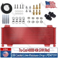 Red Tru-Cool 40000 40k GVW Transmission Oil Cooler Low-Pressure Drop LPD47391 US