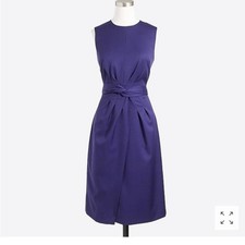 J CREW Drape Knot Sheath Dress in Violet Blue Size 2 Wool Blend