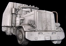 RG22124 NOS VINTAGE 1977 BERGAMOT CUT-OUT  SEMI-TRUCK  PEWTER BELT BUCKLE